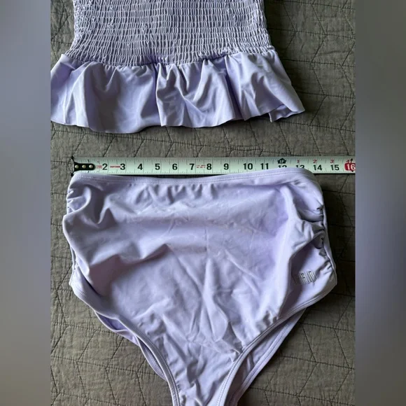 NWT Rad Swimwear Saidee Lilac Smocked Peplum Tankini Bathing Suit Top M Bottom L - Picture 15 of 15